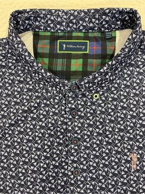 William Murray AOP Martini Glasses Men’s 2XL Navy White Performance Golf Polo